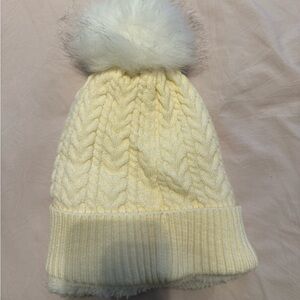 Layer 8 Cream Knit Pom-Pom Hat